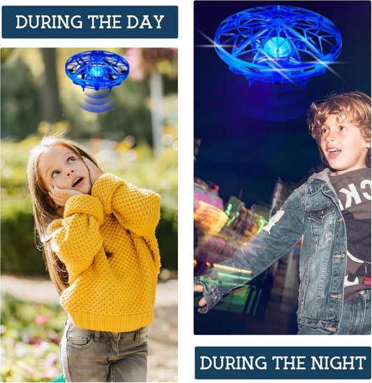 UFO Drone Flying Helicopter Toy For Kids 360°Hands-Free Motion Sensor with Cool LED Lights Hand-Operated Flying Toy Gift for Boys Girls 6-14 Years Easy Indoor Play
