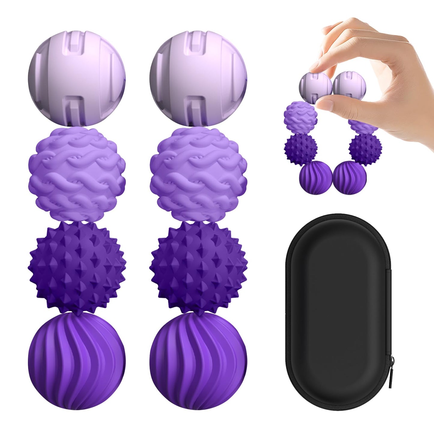 8Pcs Silicone Magnetic Fidget Toys, Silicone Sensory Ball, Textured Sensory Stress Relief Balls, Desk Toy for Office & Home, Cool for Men & Women - Black & Green