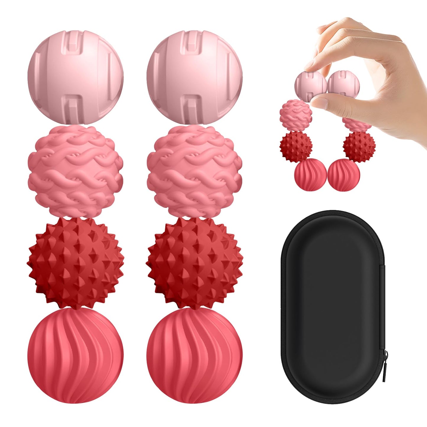 8Pcs Silicone Magnetic Fidget Toys, Silicone Sensory Ball, Textured Sensory Stress Relief Balls, Desk Toy for Office & Home, Cool for Men & Women - Black & Green