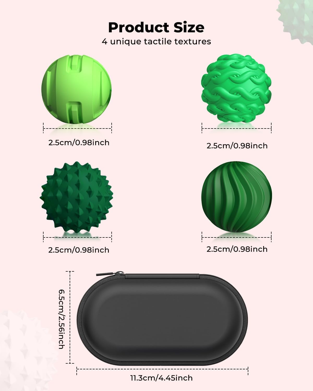 8Pcs Silicone Magnetic Fidget Toys, Silicone Sensory Ball, Textured Sensory Stress Relief Balls, Desk Toy for Office & Home, Cool for Men & Women - Black & Green