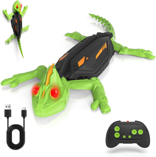 Spec5 Climbing Gecko, Rechargeable Wall Crawler Chameleon, RC Robot Lizard Toy with LED Eyes, Wall Crawling Gecko Toy for Kids, Birthday Gifts for Boys and Girls Ages 3 4 5 6 7 8 9 10+