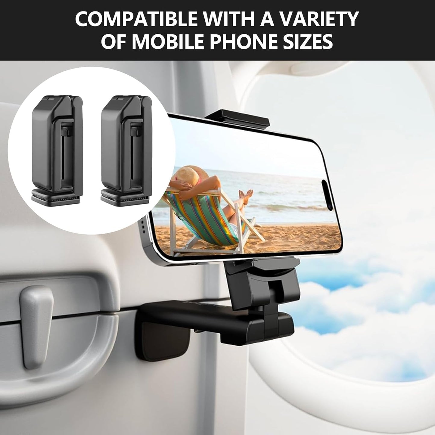 Airplane Phone Holder, 2 pcs Phone Holder for Plane Travel, Aeroplane Phone Hold er, Phone Ho lder for Pl ane, Suitable for Daily Office, Watching TV Series at Home, Flying