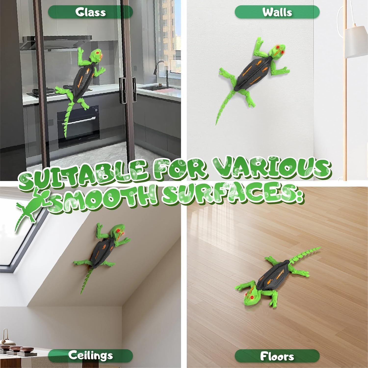 Spec5 Climbing Gecko, Rechargeable Wall Crawler Chameleon, RC Robot Lizard Toy with LED Eyes, Wall Crawling Gecko Toy for Kids, Birthday Gifts for Boys and Girls Ages 3 4 5 6 7 8 9 10+
