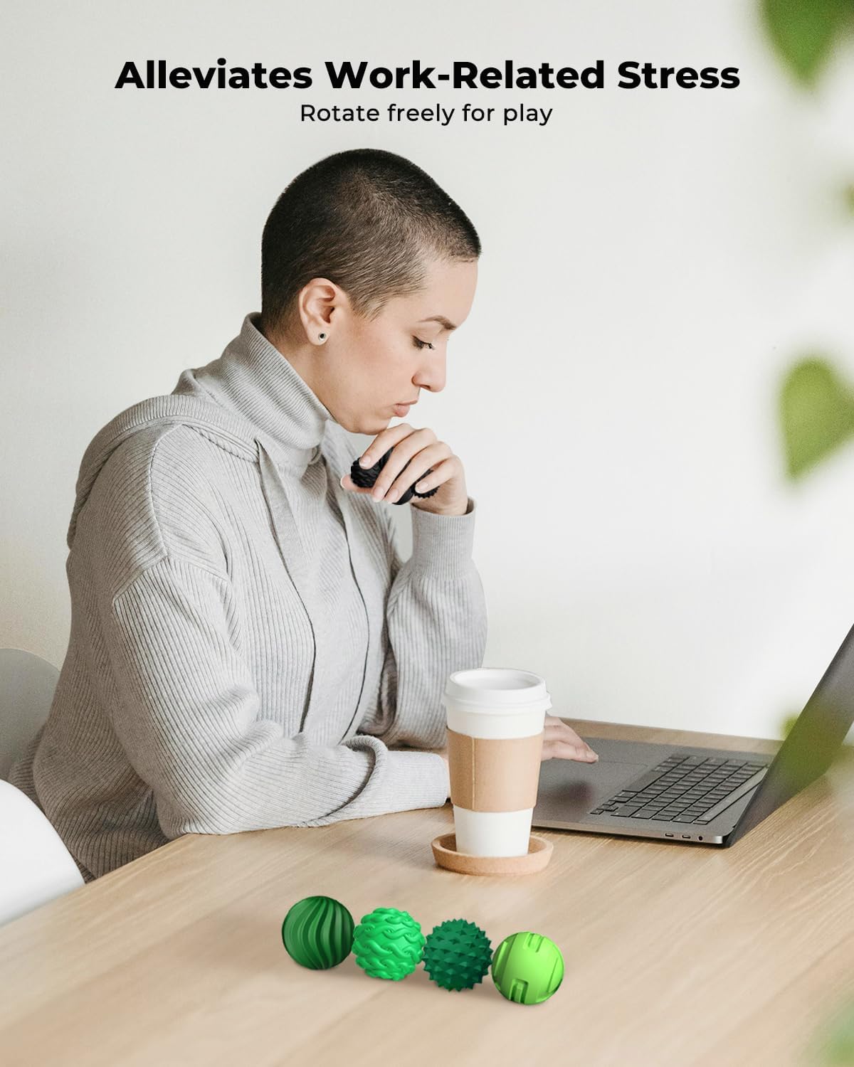 8Pcs Silicone Magnetic Fidget Toys, Silicone Sensory Ball, Textured Sensory Stress Relief Balls, Desk Toy for Office & Home, Cool for Men & Women - Black & Green