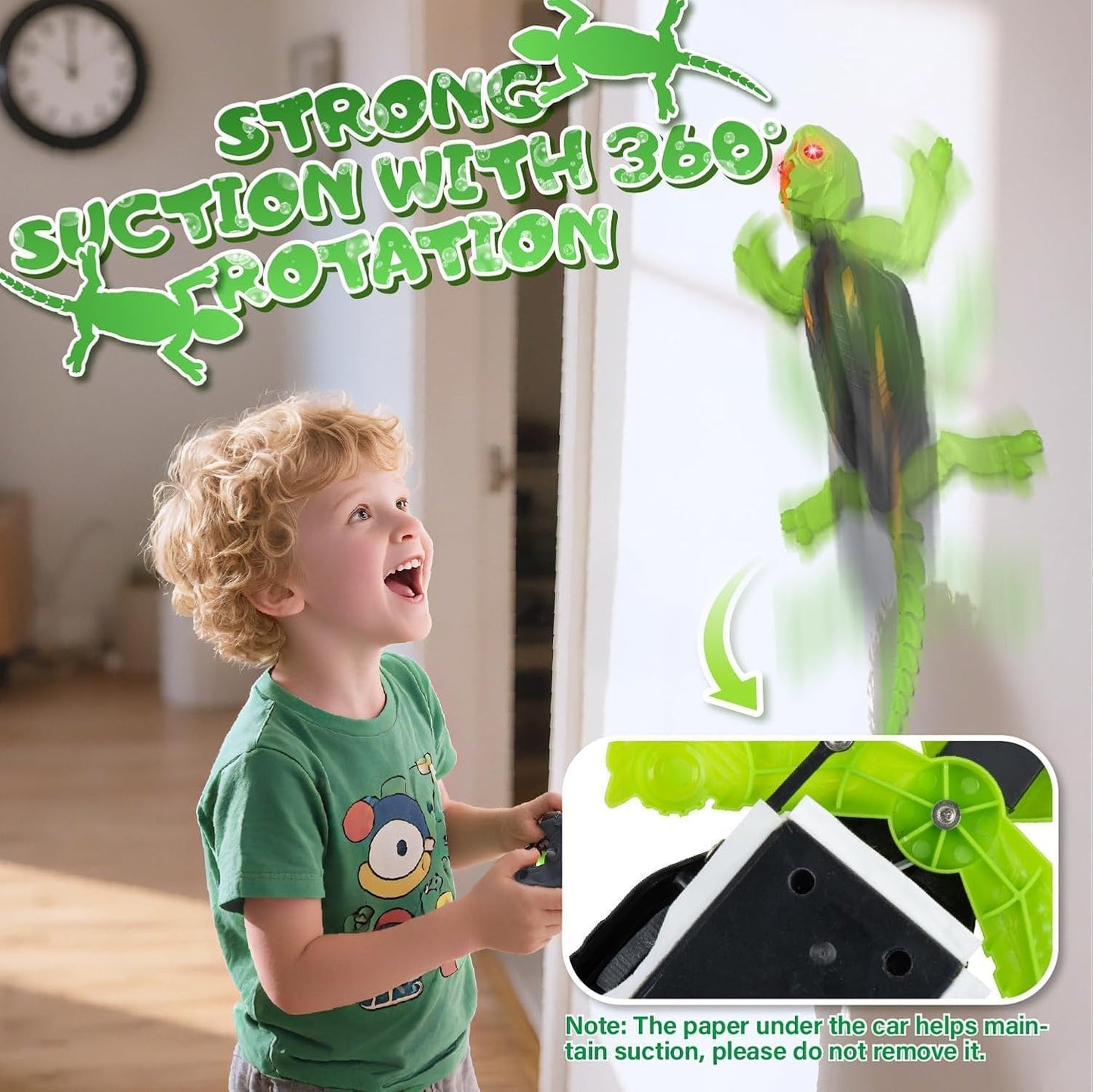 Spec5 Climbing Gecko, Rechargeable Wall Crawler Chameleon, RC Robot Lizard Toy with LED Eyes, Wall Crawling Gecko Toy for Kids, Birthday Gifts for Boys and Girls Ages 3 4 5 6 7 8 9 10+