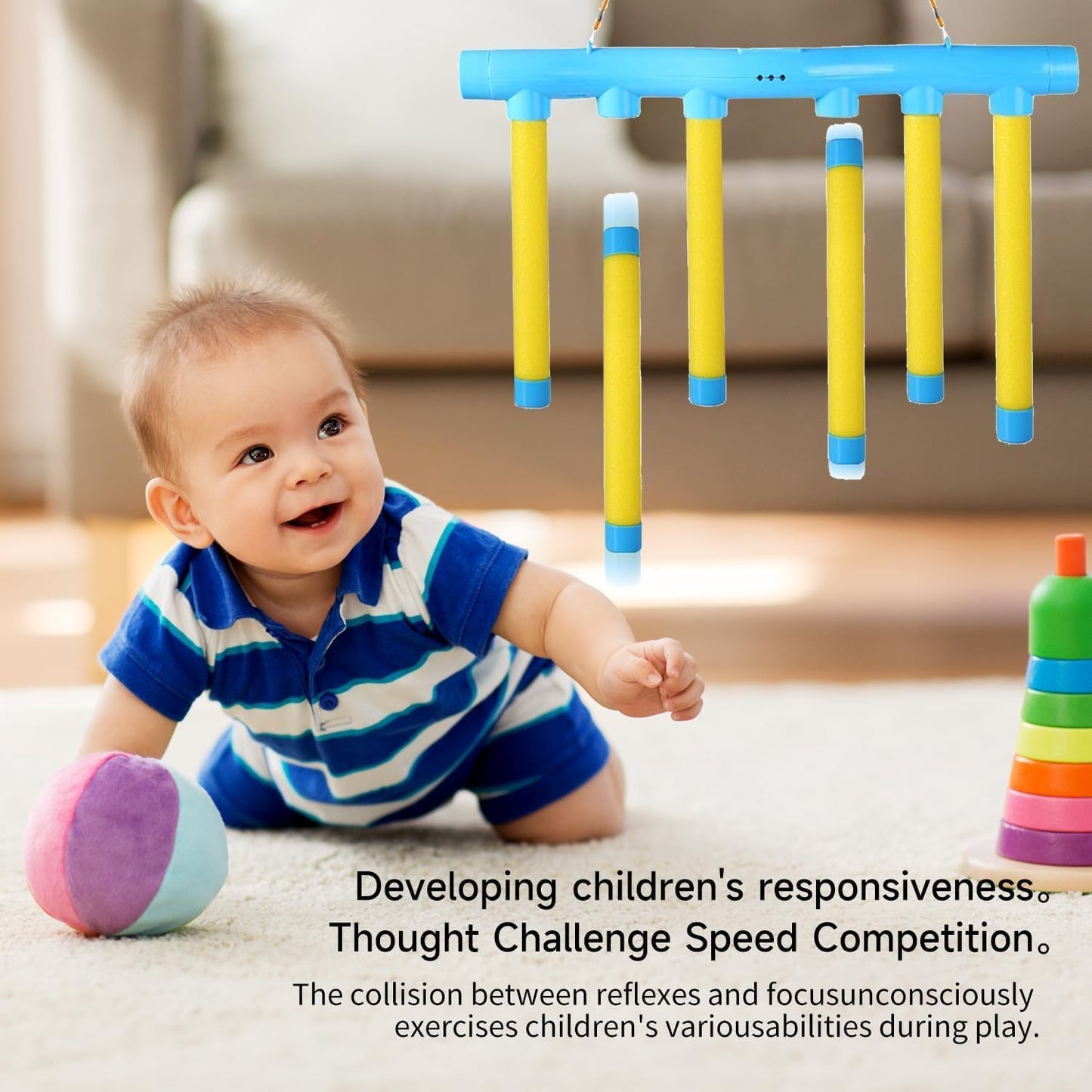 Catching Sticks Game, Falling Sticks Game with 3 Dropping Speeds, Drop It Catch It Win It Reaction Games, Quick Reactions Training Toy Hand-Eye Coordination Games Gift Kids Adults Christmas (Blue)