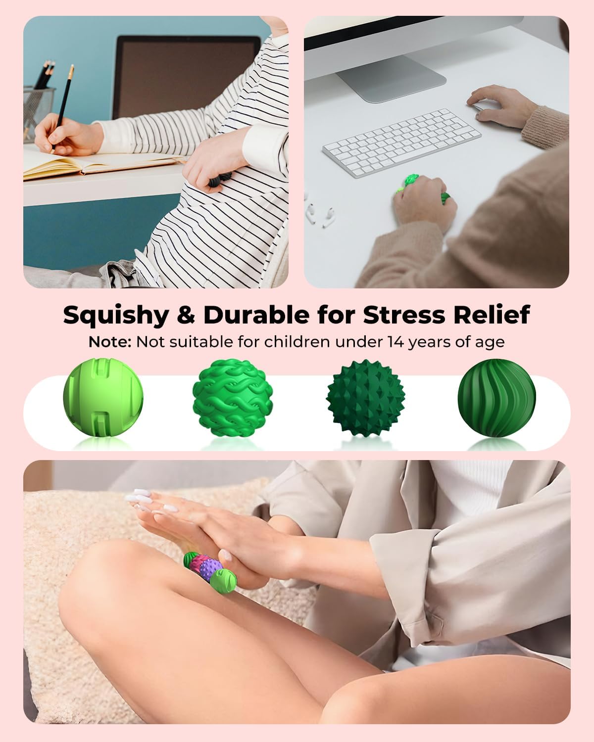 8Pcs Silicone Magnetic Fidget Toys, Silicone Sensory Ball, Textured Sensory Stress Relief Balls, Desk Toy for Office & Home, Cool for Men & Women - Black & Green