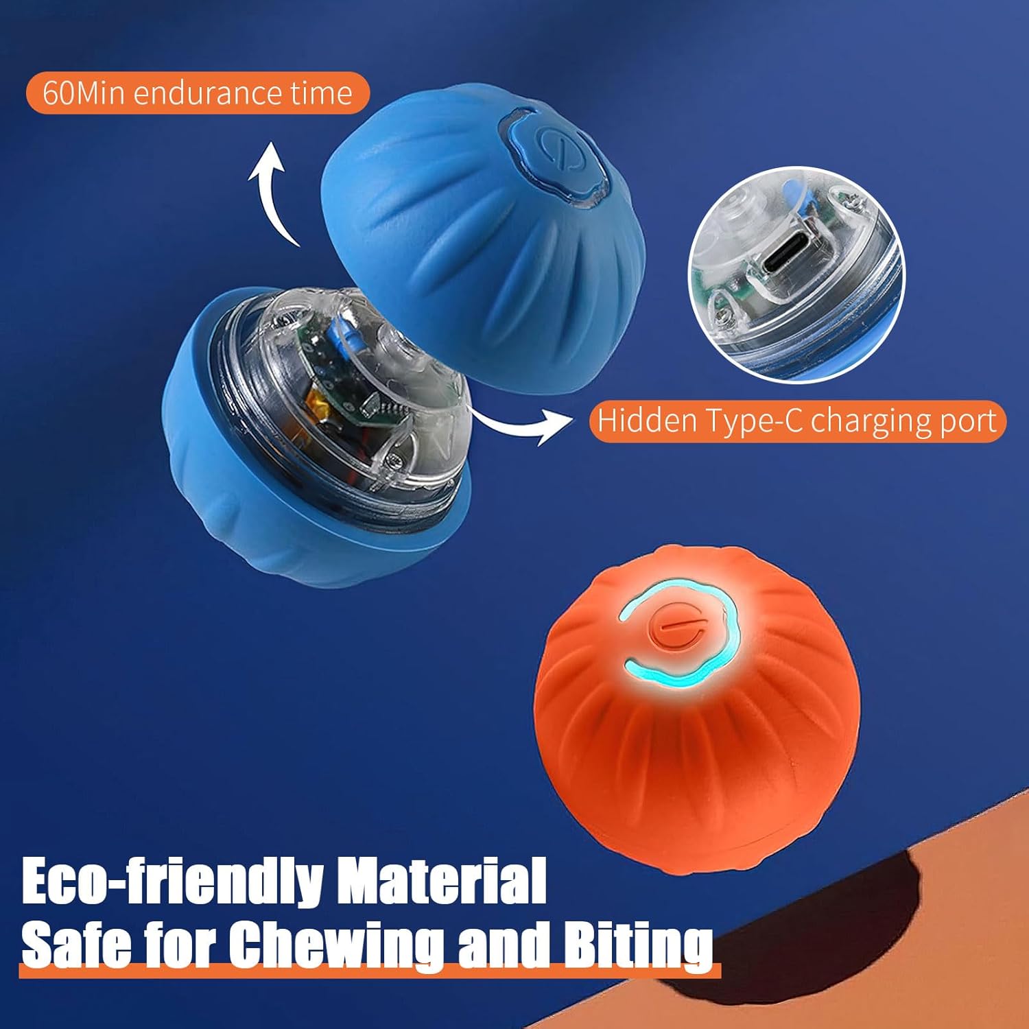 Electric Interactive Dog Toy Ball, Automatic Active Rolling Balls for Small Medium Dogs, Self Moving Bouncing Jumping Rechargeable Funny Pet Toys for Boredom Puppy Cat Kitten Indoor Outdoor (Orange)