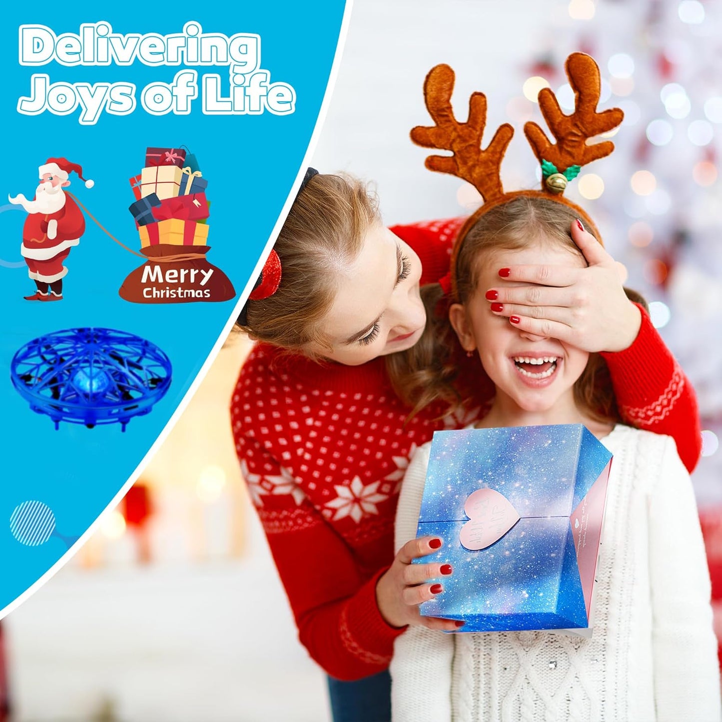 UFO Drone Flying Helicopter Toy For Kids 360°Hands-Free Motion Sensor with Cool LED Lights Hand-Operated Flying Toy Gift for Boys Girls 6-14 Years Easy Indoor Play