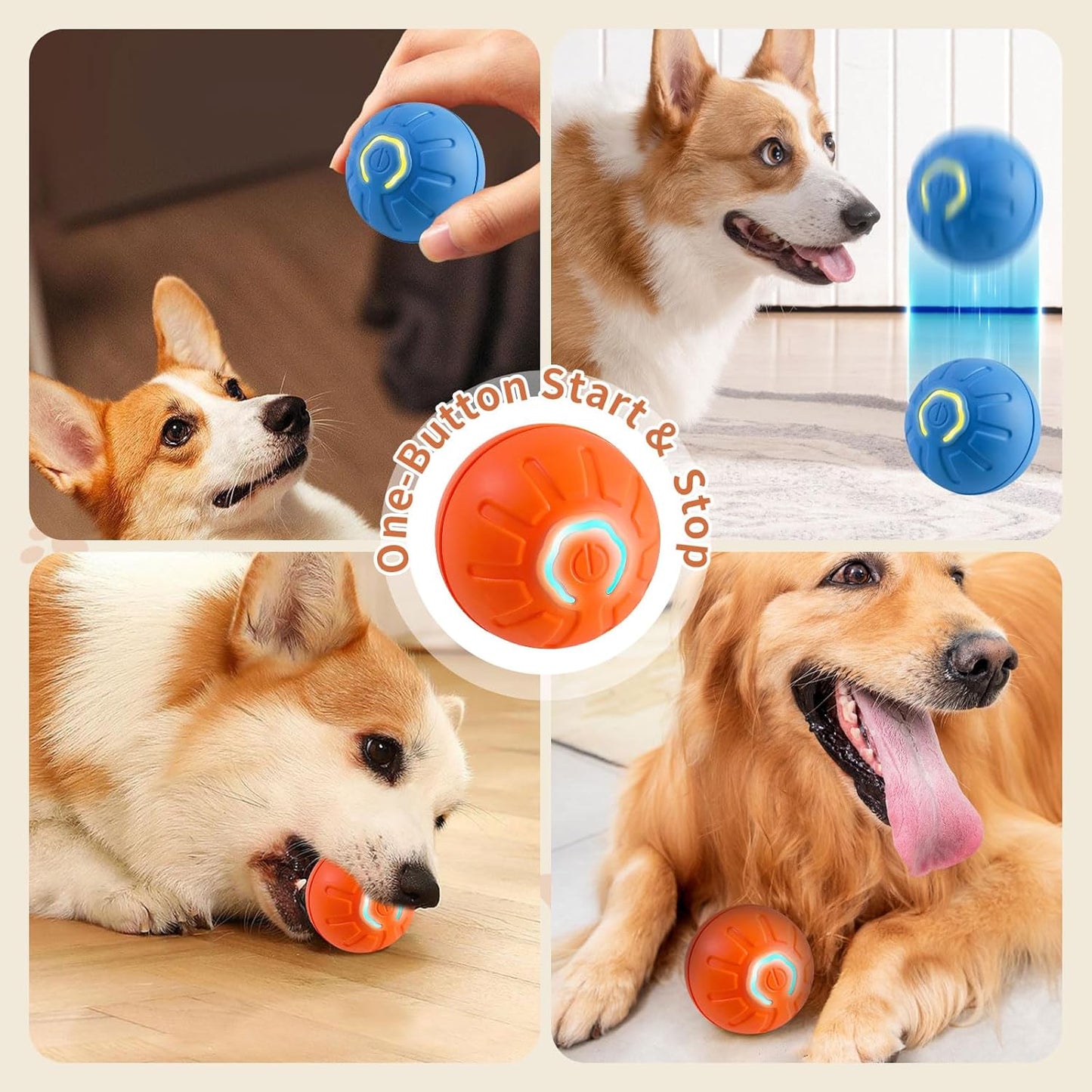 Electric Interactive Dog Toy Ball, Automatic Active Rolling Balls for Small Medium Dogs, Self Moving Bouncing Jumping Rechargeable Funny Pet Toys for Boredom Puppy Cat Kitten Indoor Outdoor (Orange)