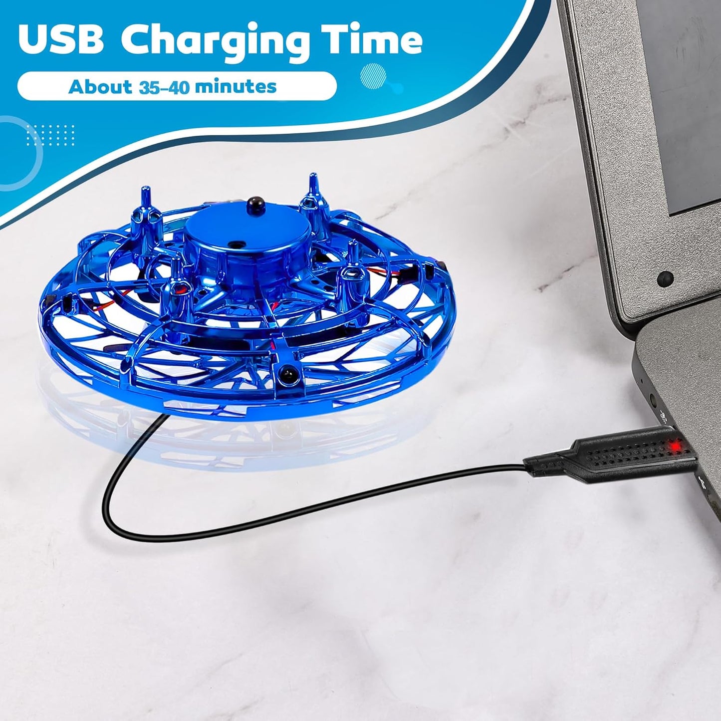 UFO Drone Flying Helicopter Toy For Kids 360°Hands-Free Motion Sensor with Cool LED Lights Hand-Operated Flying Toy Gift for Boys Girls 6-14 Years Easy Indoor Play