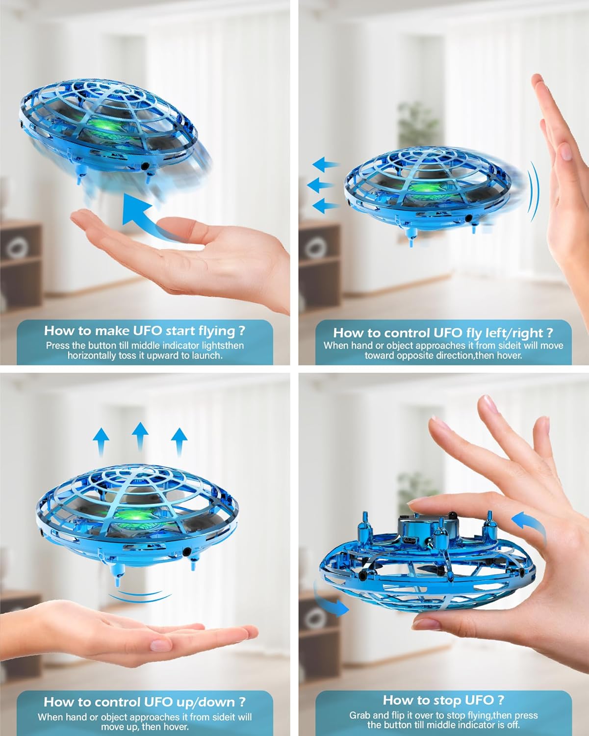 Mini Drone for Kids, UFO Flying Ball, Infrared Induction Handheld Remote-Controlled Flight Toy, Gift for Boys and Girls Ages 6, 7, 8, 9, 10+