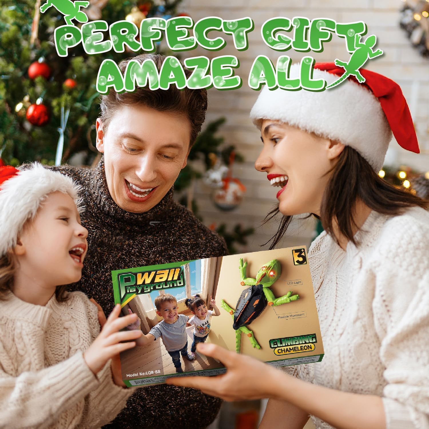 Spec5 Climbing Gecko, Rechargeable Wall Crawler Chameleon, RC Robot Lizard Toy with LED Eyes, Wall Crawling Gecko Toy for Kids, Birthday Gifts for Boys and Girls Ages 3 4 5 6 7 8 9 10+