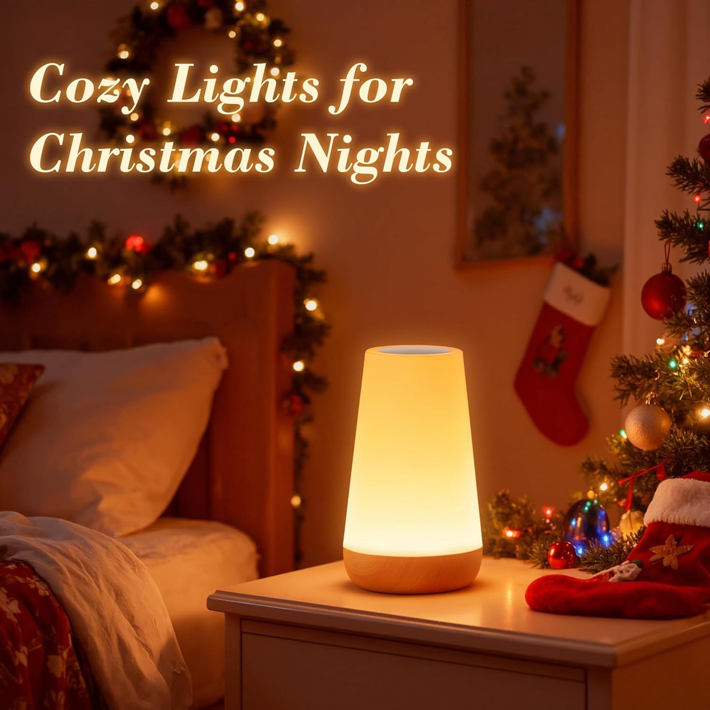 Auxmir Night Light, LED Touch Bedside Table Lamp, Remote Control Dimmable Light with RGB Color Changing, USB Rechargeable, Portable Lamp for Children, Kids, Bedroom, Living Room, Camping