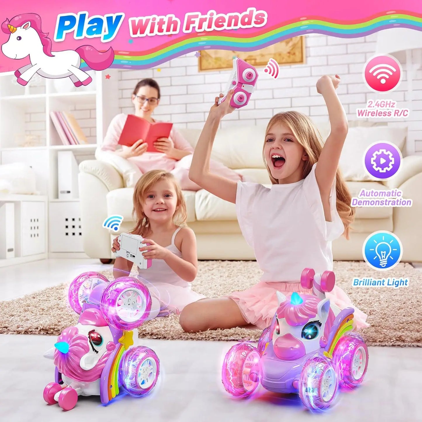 Cute Cartoon Light emitting Unicorn RC Car Remote Control Electric Toy a Creative Fun Girl Gift
