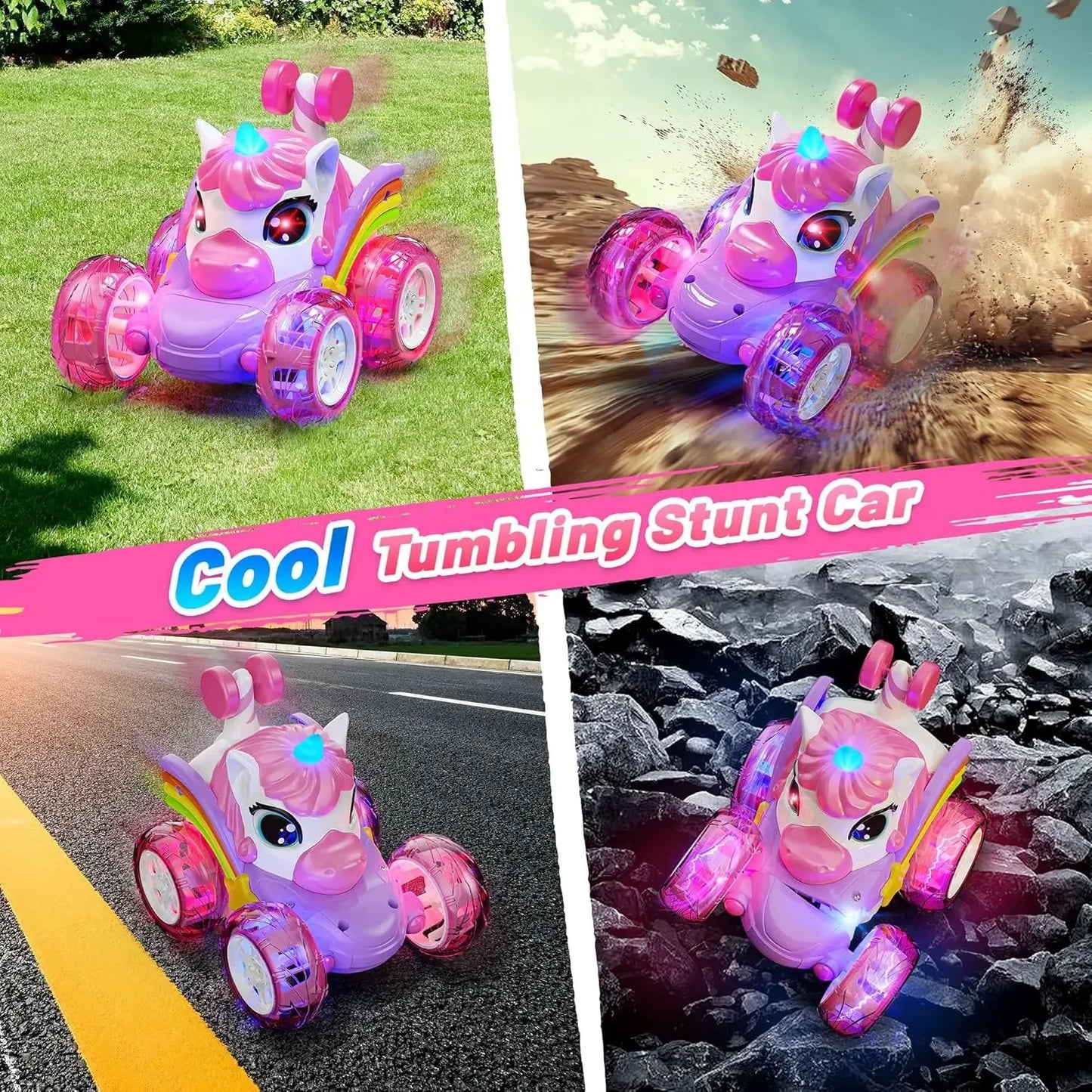 Cute Cartoon Light emitting Unicorn RC Car Remote Control Electric Toy a Creative Fun Girl Gift