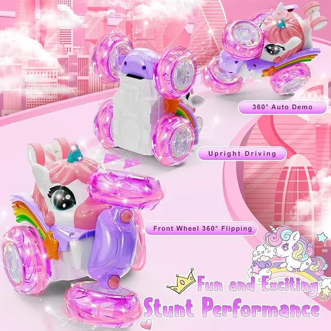 Cute Cartoon Light emitting Unicorn RC Car Remote Control Electric Toy a Creative Fun Girl Gift