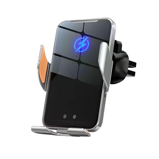Wireless Car Phone Holder and Charger, Qi Fast Charging Mount with Automatic Sensor, 15W Auto-Clamping Air Vent Phone Holder Compatible with iPhone & Android